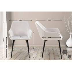 Chaise de salle à manger en velours Vessa gris clair