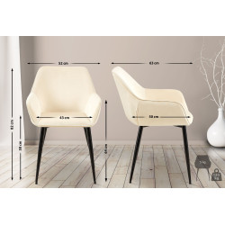 Chaise de salle à manger en velours Vessa crème