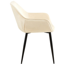 Chaise de salle à manger en velours Vessa crème