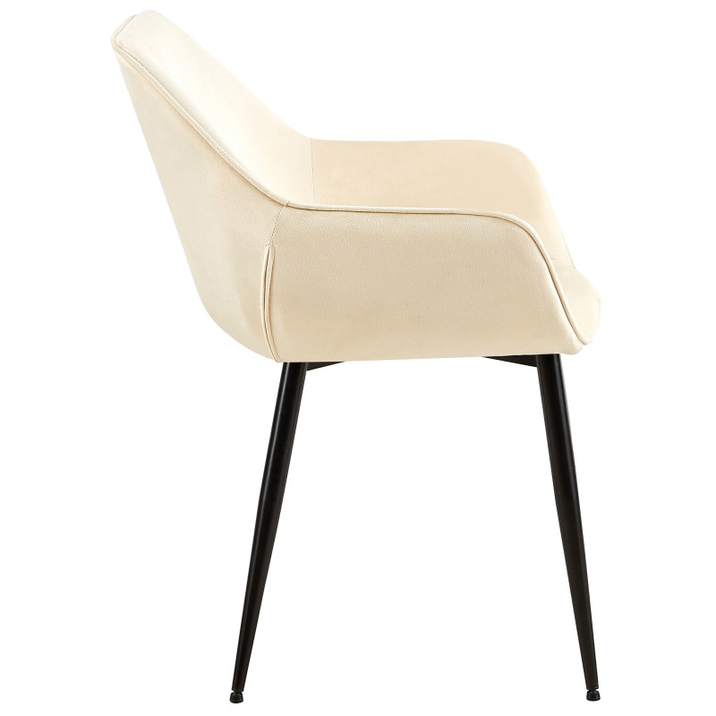 Chaise de salle à manger en velours Vessa crème
