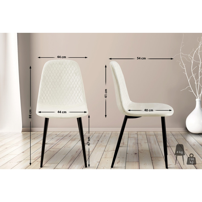 Chaise Giverny en velours blanc crème