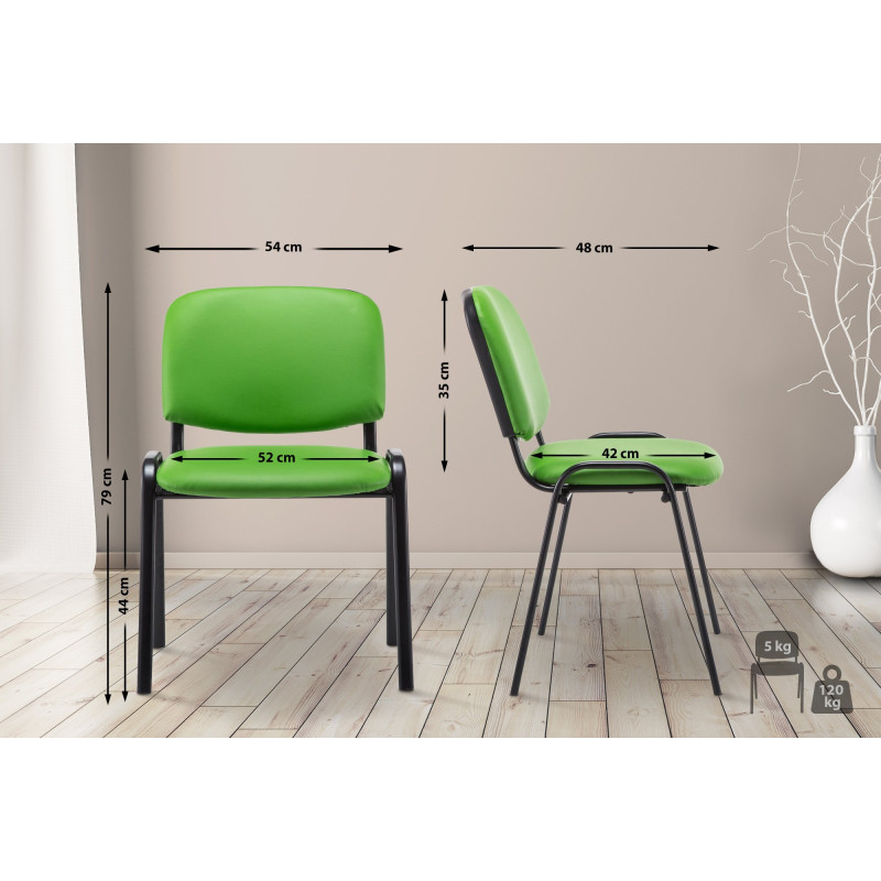 Chaise visiteur Ken en cuir artificiel vert