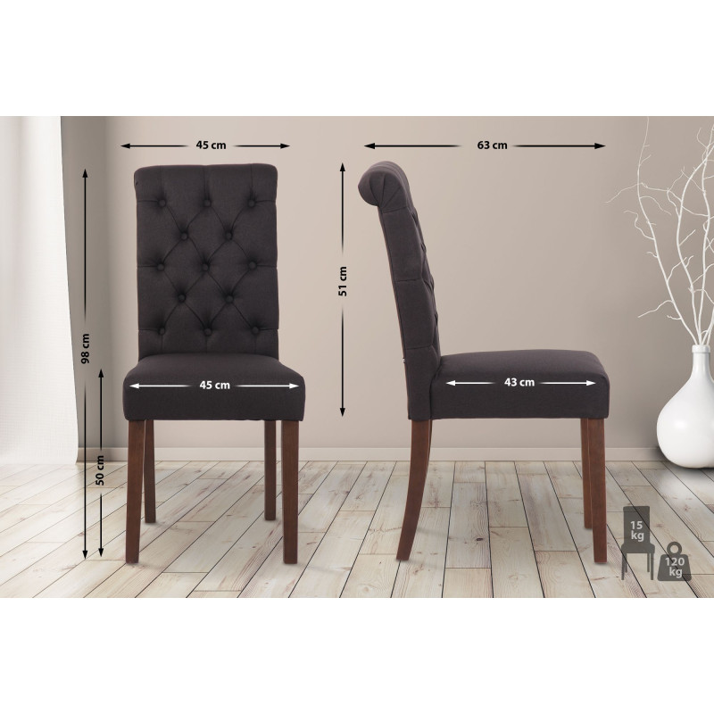 Lot de 2 chaises de salle à manger tissu Lisburn noir