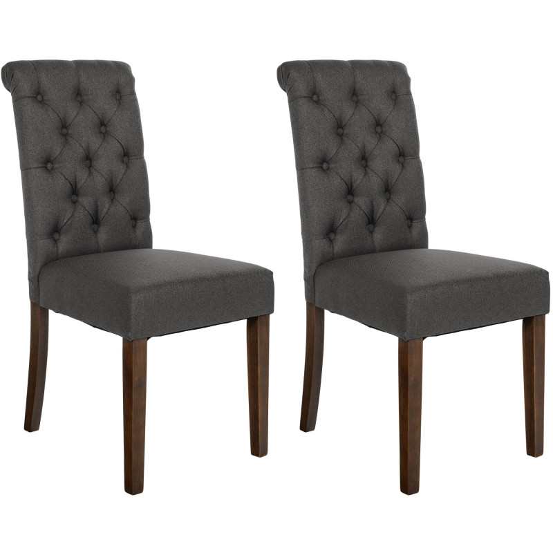 Lot de 2 chaises de salle à manger tissu Lisburn gris foncé