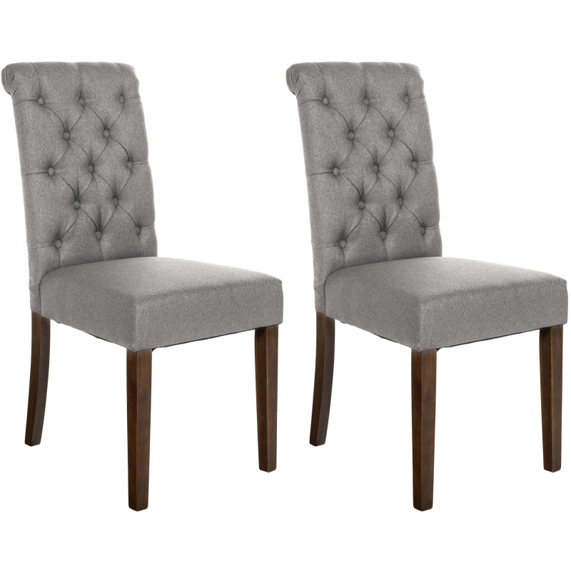 Lot de 2 chaises de salle à manger tissu Lisburn gris