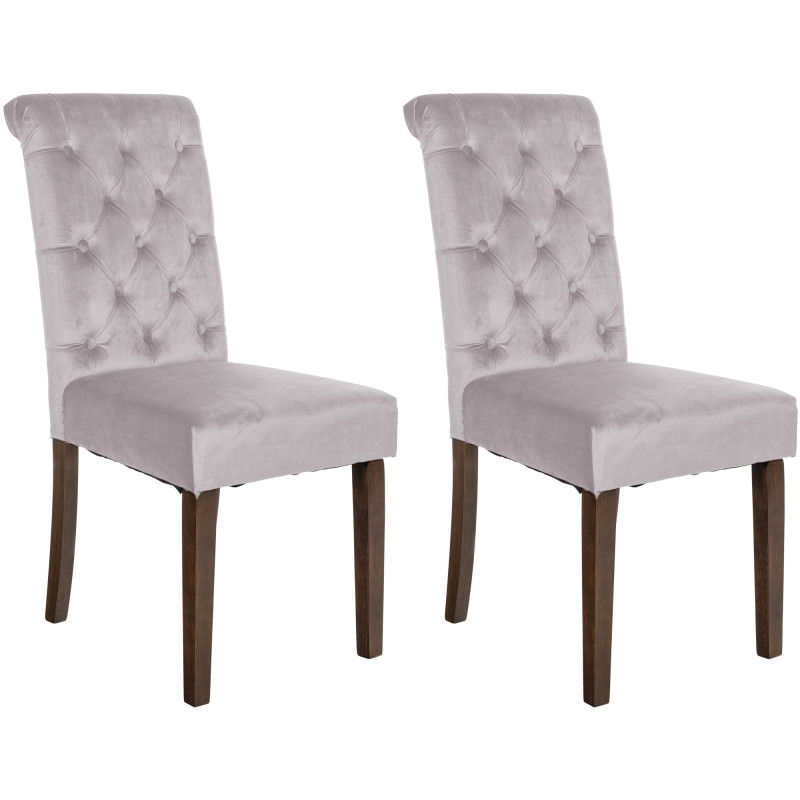 Lot de 2 chaises de salle à manger en velours Lisburn gris
