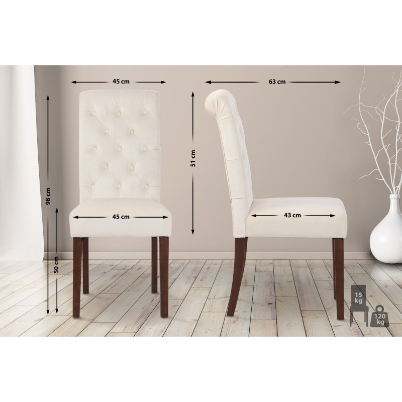 Lot de 2 chaises de salle à manger en velours Lisburn crème
