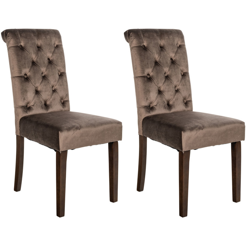 Lot de 2 chaises de salle à manger en velours Lisburn brun