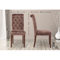 Lot de 2 chaises de salle à manger en velours Lisburn brun