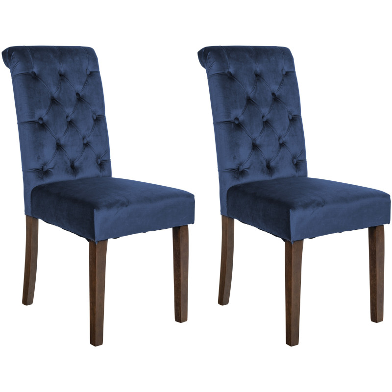 Lot de 2 chaises de salle à manger en velours Lisburn bleu