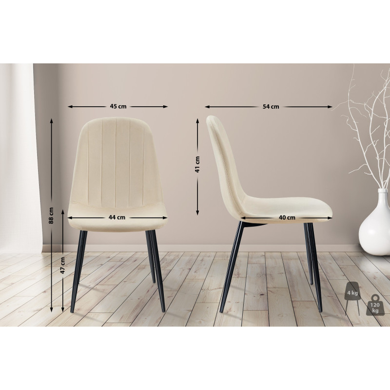 Chaise de salle à manger en velours Baxter crème