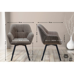 Chaise de salle à manger Jordi Cord brun