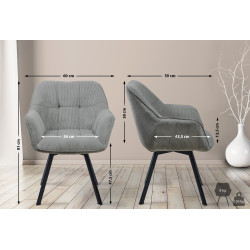Chaise de salle à manger Jordi Cord gris