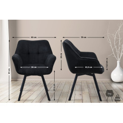 Chaise de salle à manger Jordi Cord noir