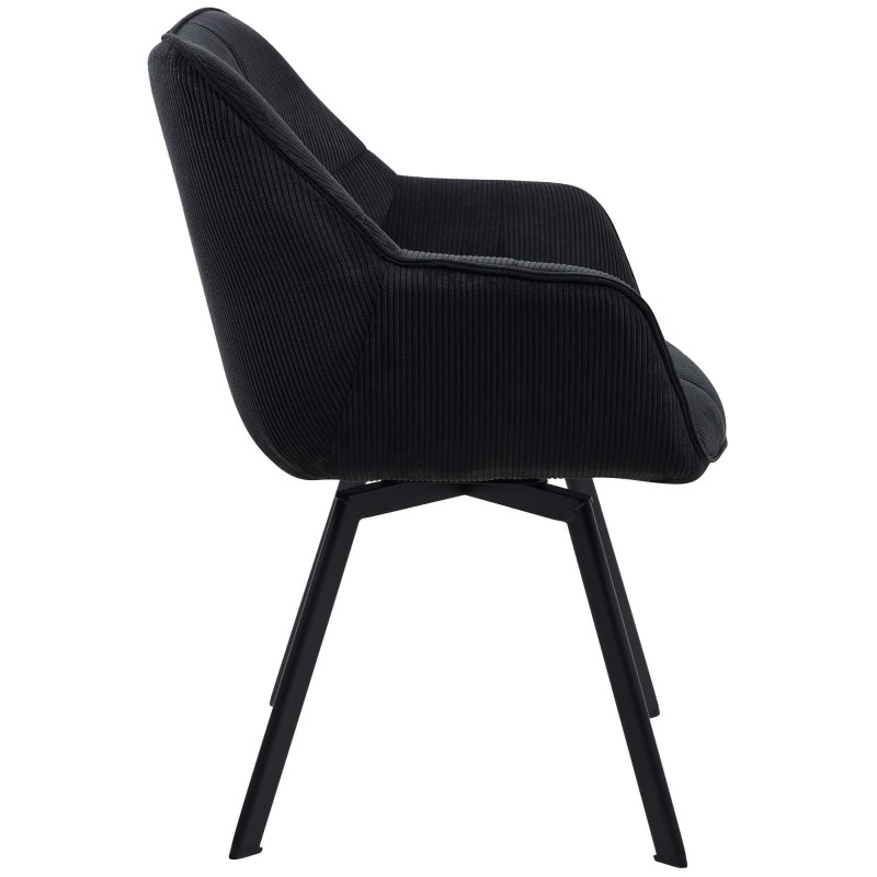 Chaise de salle à manger Jordi Cord noir