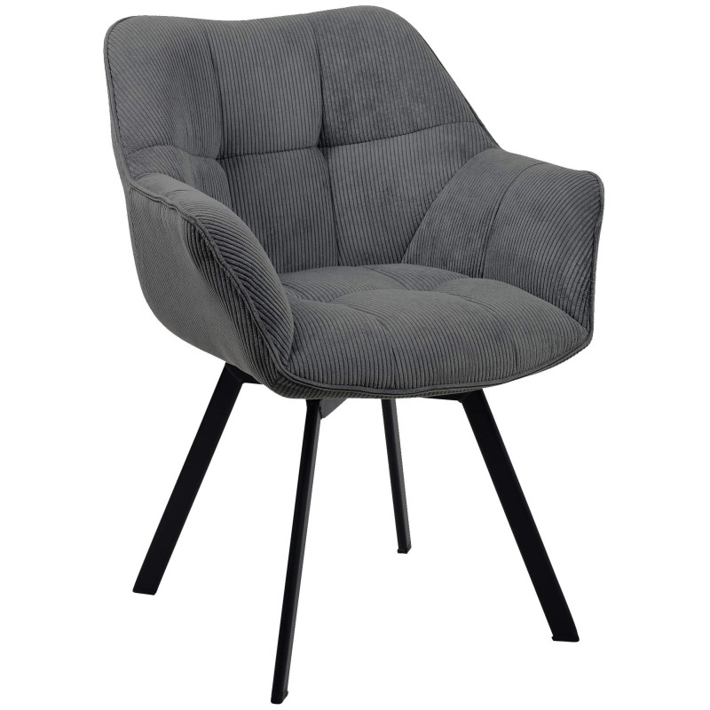 Chaise de salle à manger Jordi Cord gris foncé