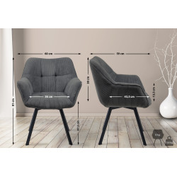 Chaise de salle à manger Jordi Cord gris foncé