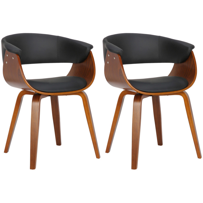 Lot de 2 chaises Bruce simili cuir noyer noir