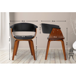 Lot de 2 chaises Bruce simili cuir noyer noir