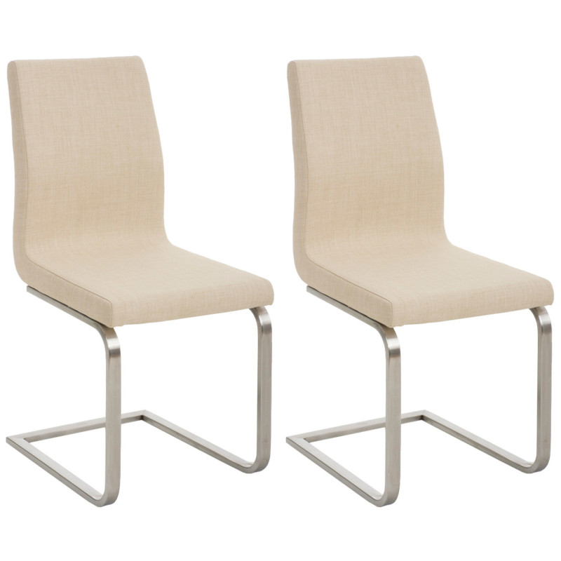 Lot de 2 chaises de salle à manger tissu Belfort crème