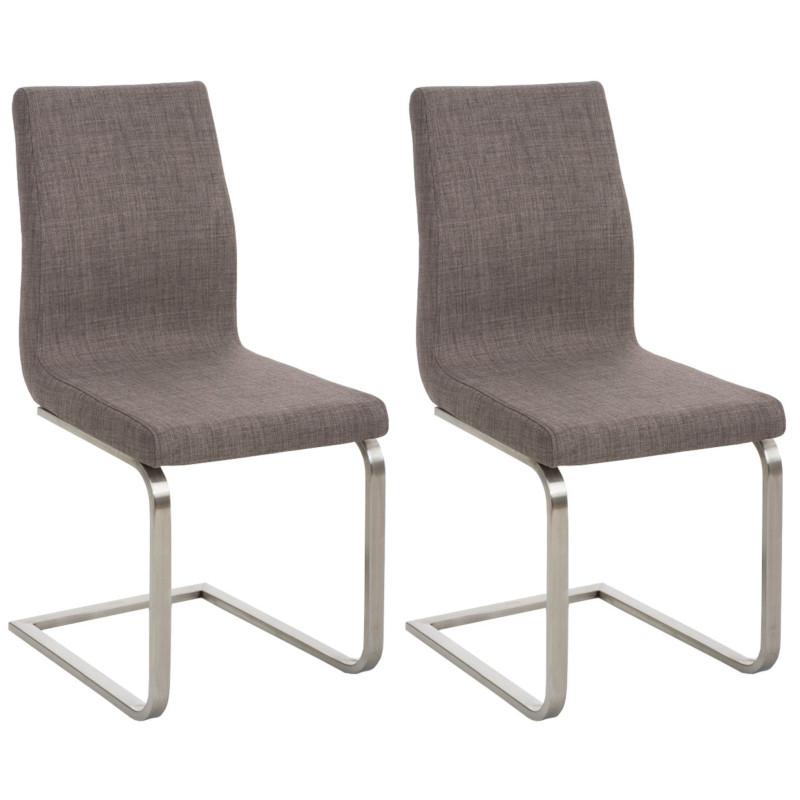 Lot de 2 chaises de salle à manger tissu Belfort gris