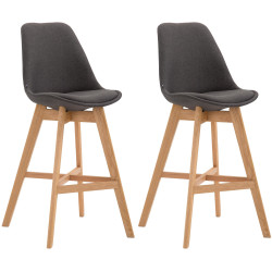 Lot de 2 tabourets de bar Cannes tissu natura gris foncé