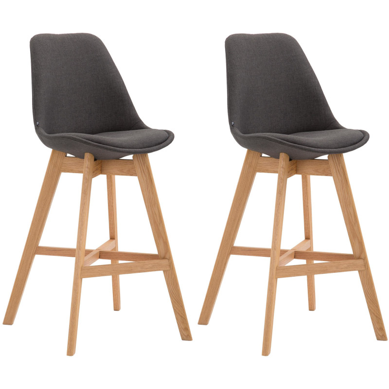 Lot de 2 tabourets de bar Cannes tissu natura gris foncé