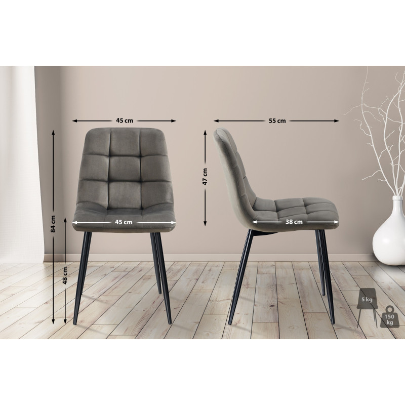 Chaise de salle à manger Antibes anthracite
