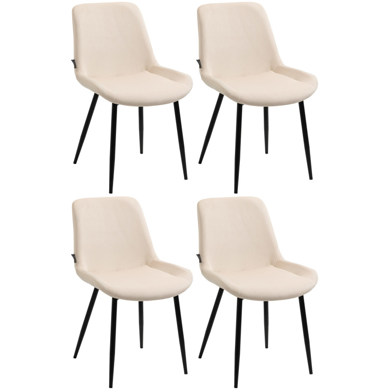 Lot de 4 chaises à repas Victoria en velours crème