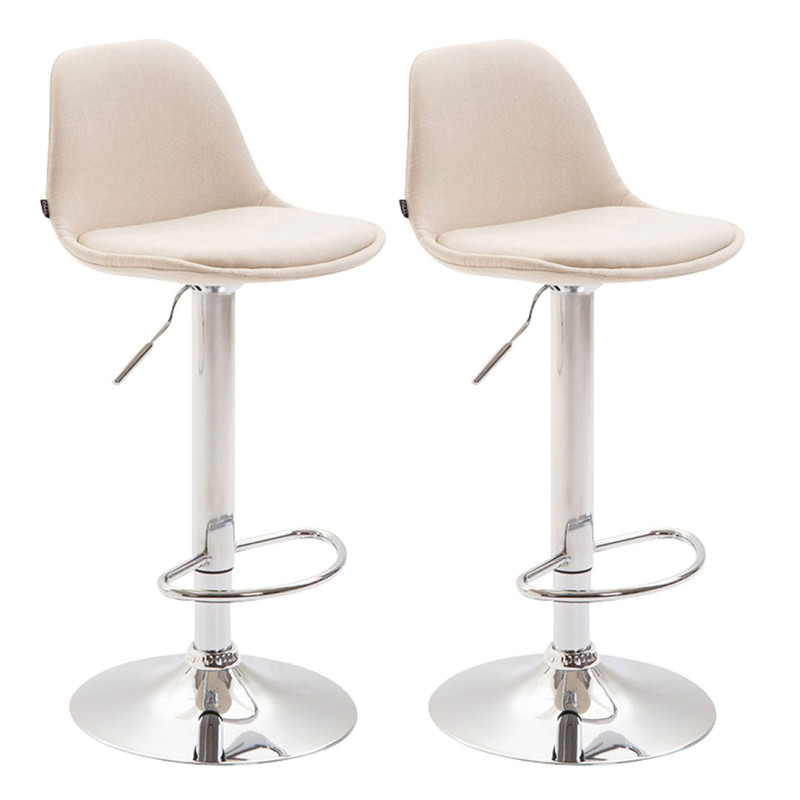 Lot de 2 tabourets de bar en tissu Kiel crème