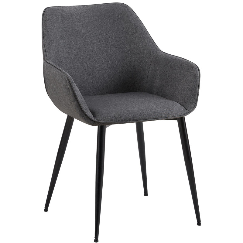 Chaise de salle à manger tissu Vessa gris foncé