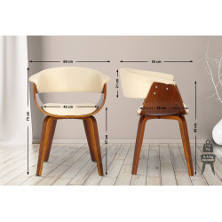 Lot de 2 chaises Bruce simili cuir noyer crème