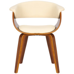 Lot de 2 chaises Bruce simili cuir noyer crème