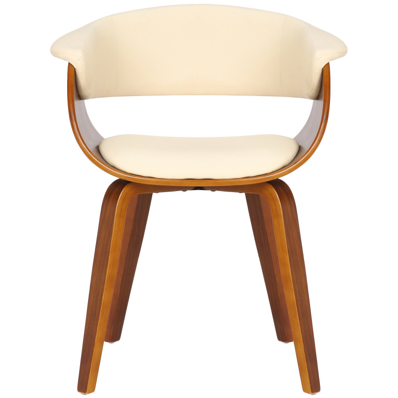 Lot de 2 chaises Bruce simili cuir noyer crème