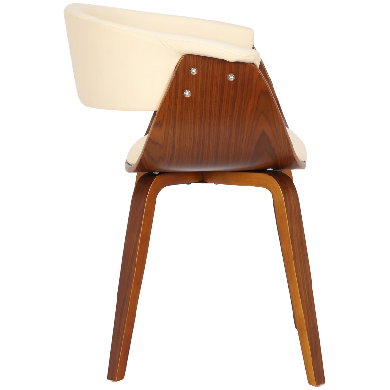 Lot de 2 chaises Bruce simili cuir noyer crème