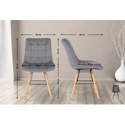 Lot de 2 chaises Leni en velours gris