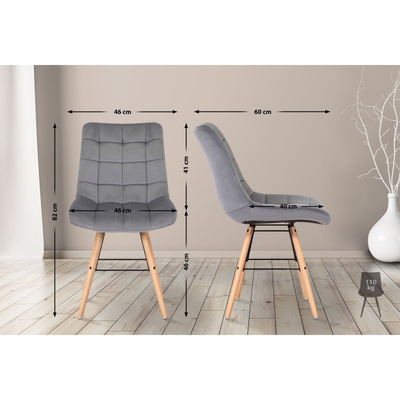 Lot de 2 chaises Leni en velours gris