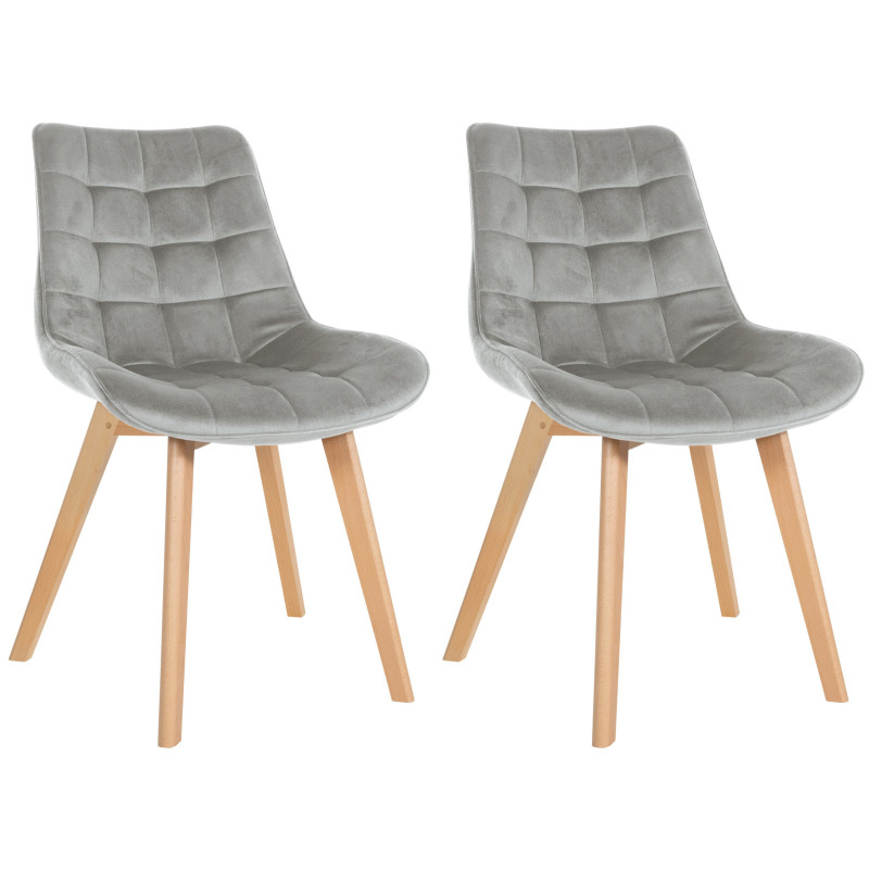 Lot de 2 chaises Brook velours gris
