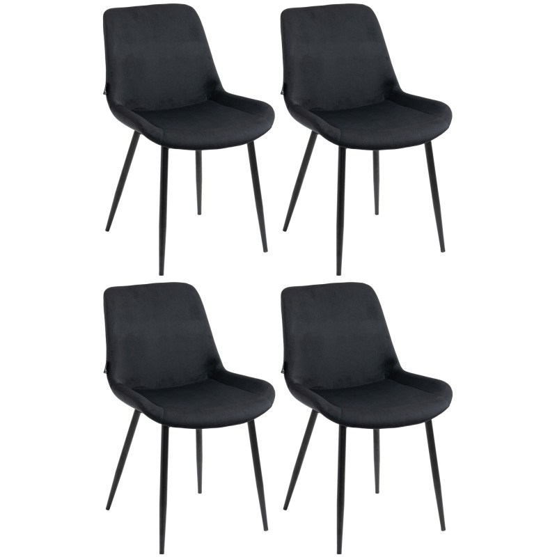 Lot de 4 chaises à repas Victoria en velours noir