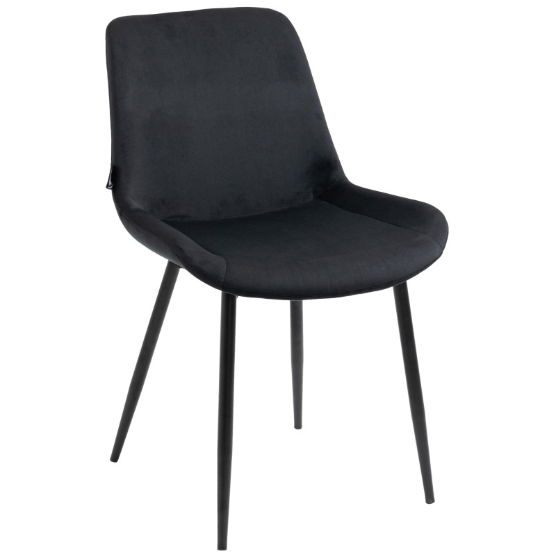 Lot de 4 chaises à repas Victoria en velours noir