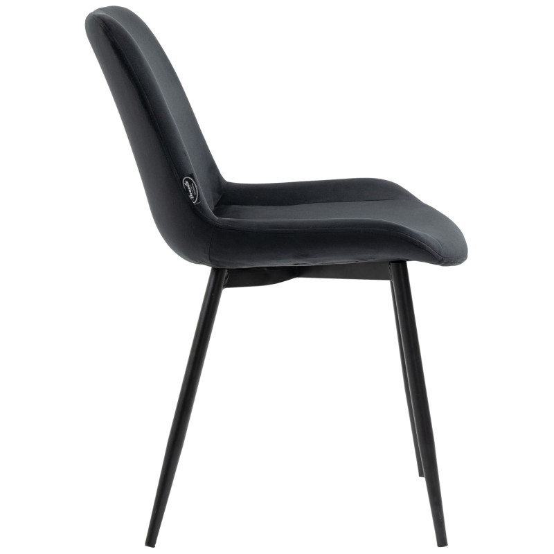 Lot de 4 chaises à repas Victoria en velours noir