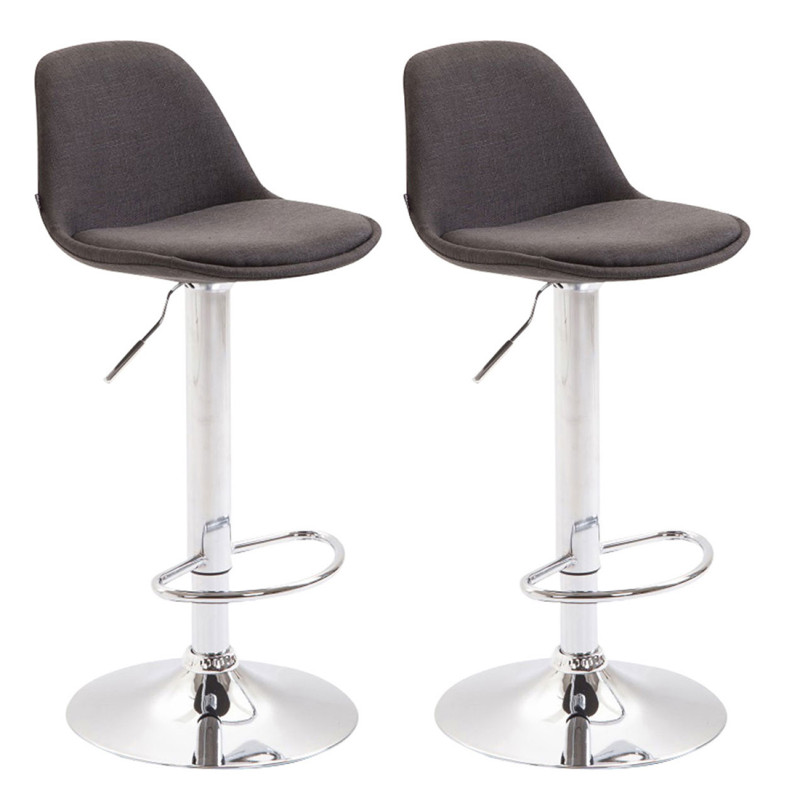 Lot de 2 tabourets de bar en tissu Kiel gris foncé