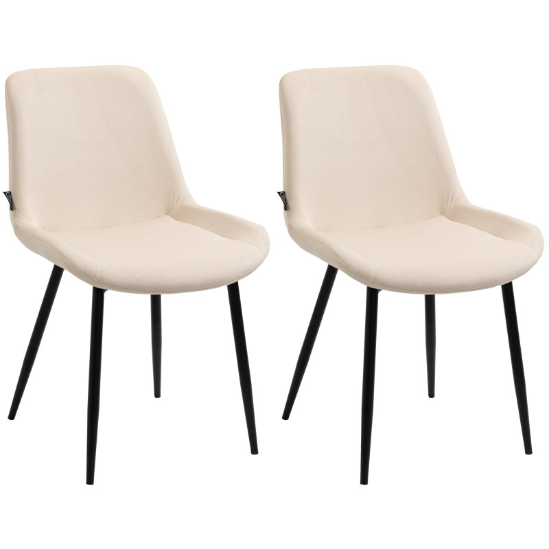 Lot de 2 chaises à repas Victoria en velours crème