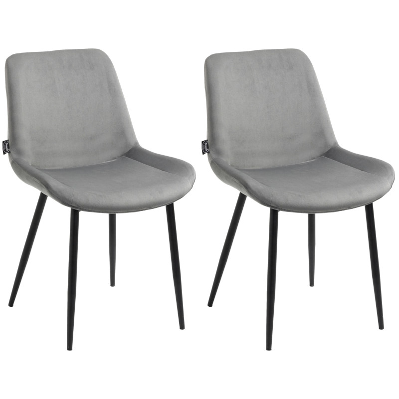 Lot de 2 chaises à repas Victoria en velours gris