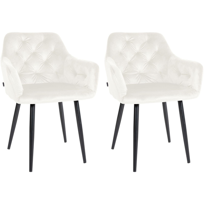 Lot de 2 chaises de salle à manger en velours Stanley crème
