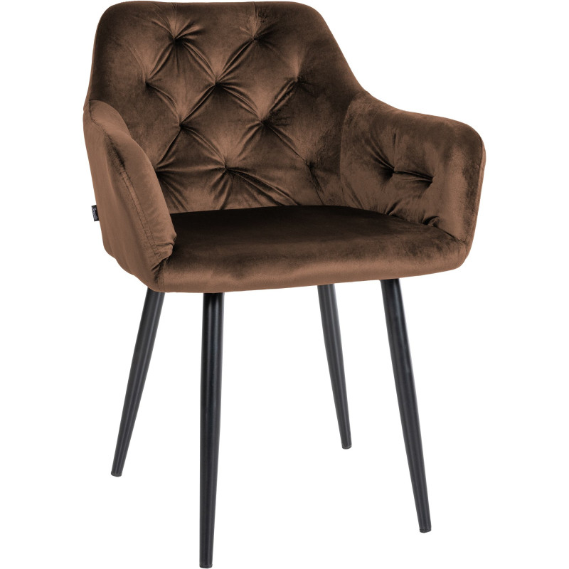 Lot de 2 chaises de salle à manger en velours Stanley brun