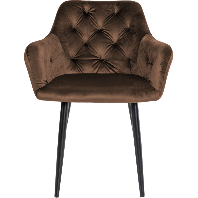 Lot de 2 chaises de salle à manger en velours Stanley brun