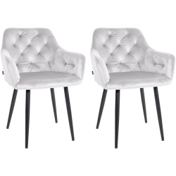 Lot de 2 chaises de salle à manger en velours Stanley gris