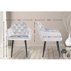 Lot de 2 chaises de salle à manger en velours Stanley gris