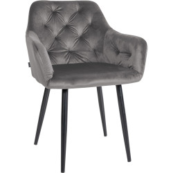 Lot de 2 chaises de salle à manger en velours Stanley gris foncé